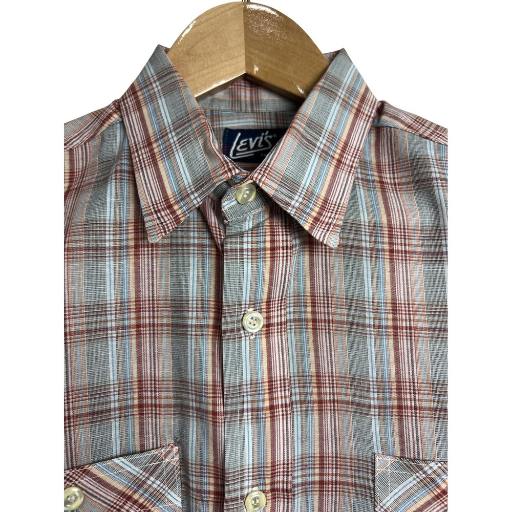 Levi's Button Up Mens Large Multicolor Plaid Tapered Fit Vintage Shirt A28 - Picture 5 of 12